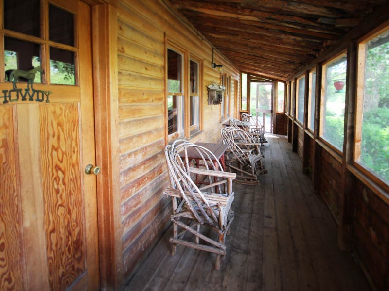 log cabin porch