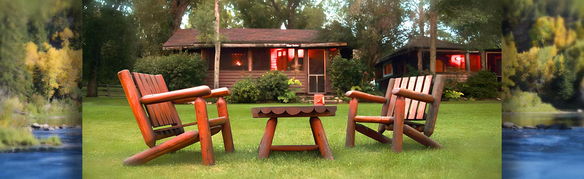 chairs outside cabins