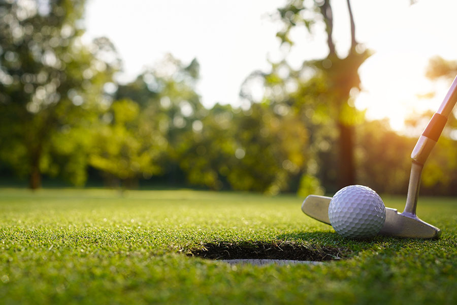 close up of golf ball