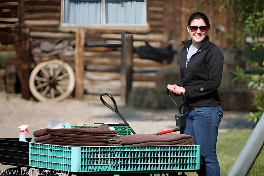 housekeeping wagon and staff