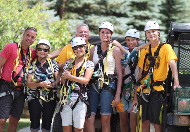 group geared up for zipline