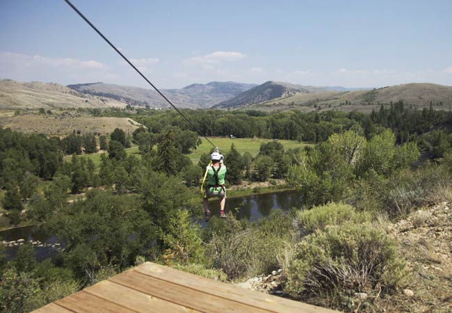 crossing river on zipline